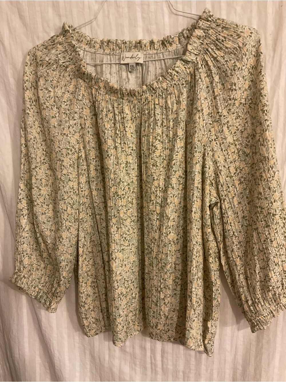 Wonderly Cream Floral Peasant Blouse XXL